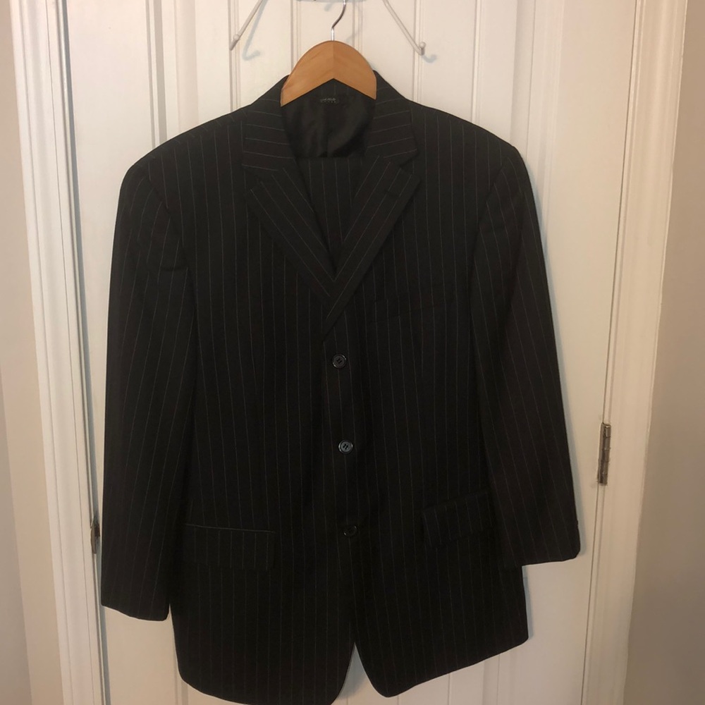 Men’s Hand Tailored Black/Grey Pinstriped Suit